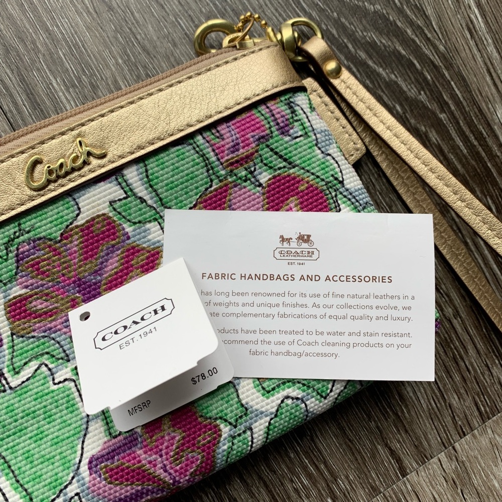 NWT Floral Coach wristlet